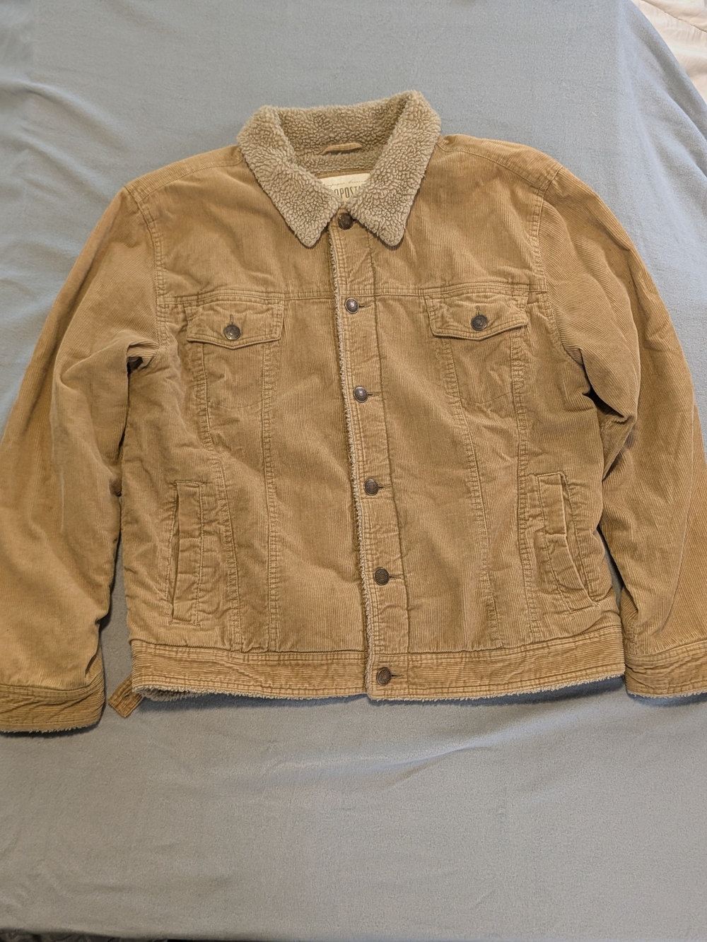 Aeropostale Tan Corduroy Sherpa-Lined Jacket